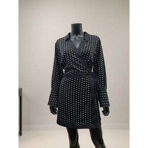 Abercrombie & Fitch Black White Polka Dot Wrap Mini Dress XLP NWT Plus Size